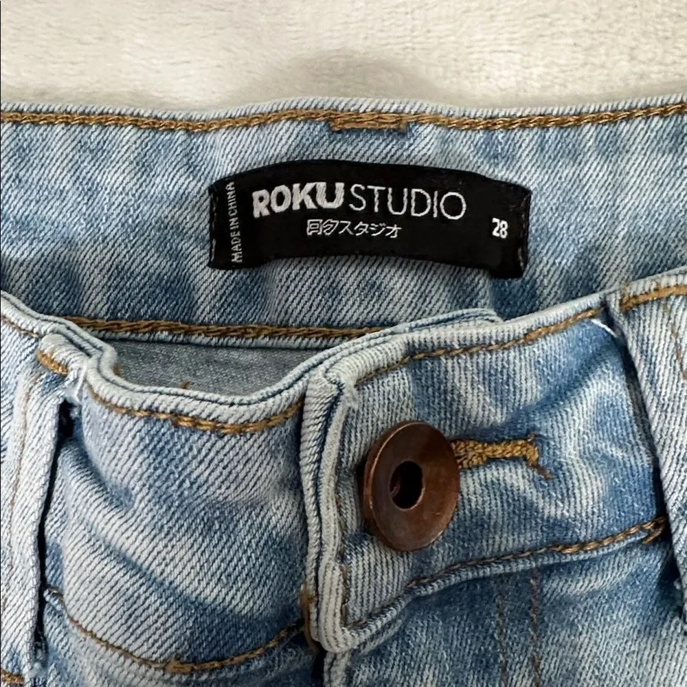 Roku Studio Light Blue Jeans with Angel and Money Bag Patches!
